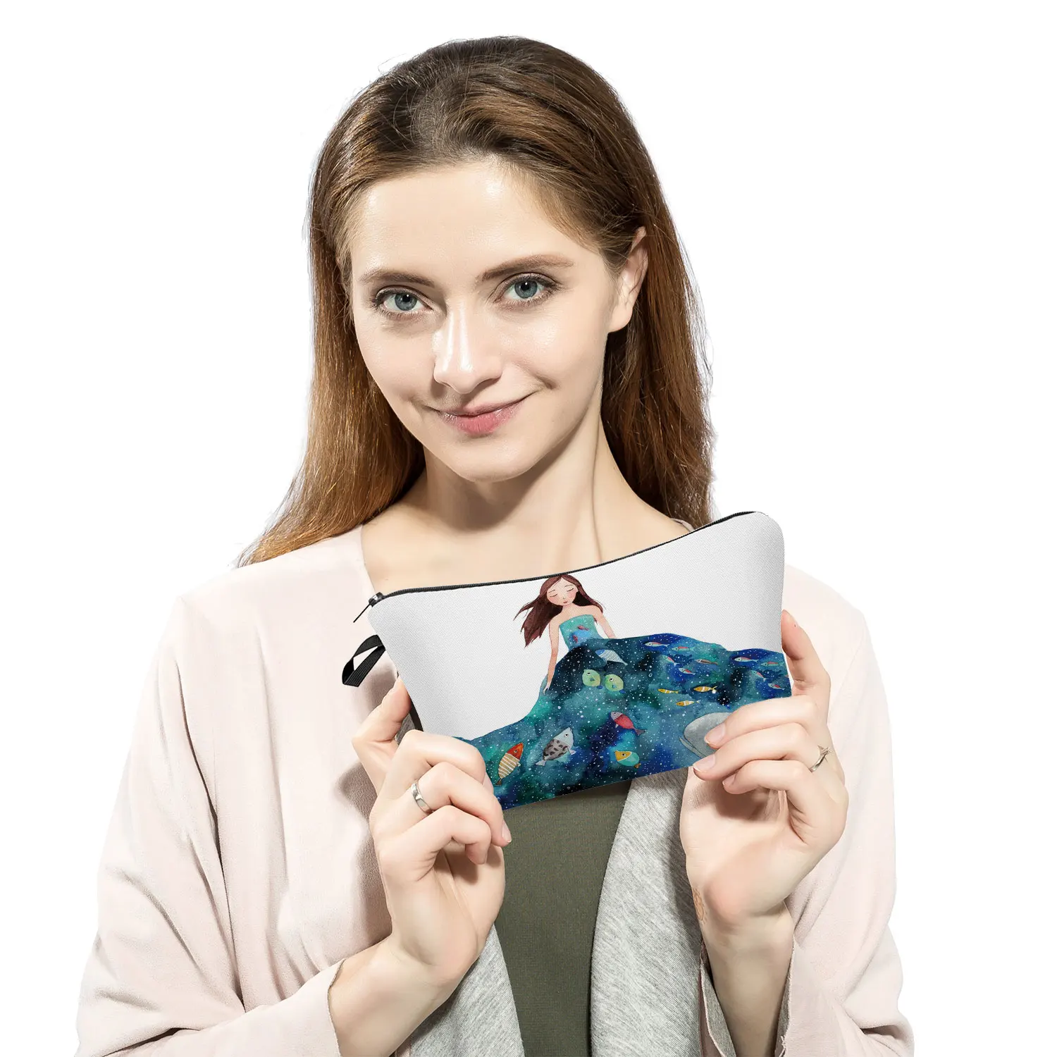 Fresh Print Cute Whale Sea Series Women Bag Large Capacity Cosmetic Bags Designer Organizer Bag Eco Makeup Child Pencil Case makeup organizer cosmetic bag pencil case cosmetic storage bag toiletry bag makeup bag cosmetic case