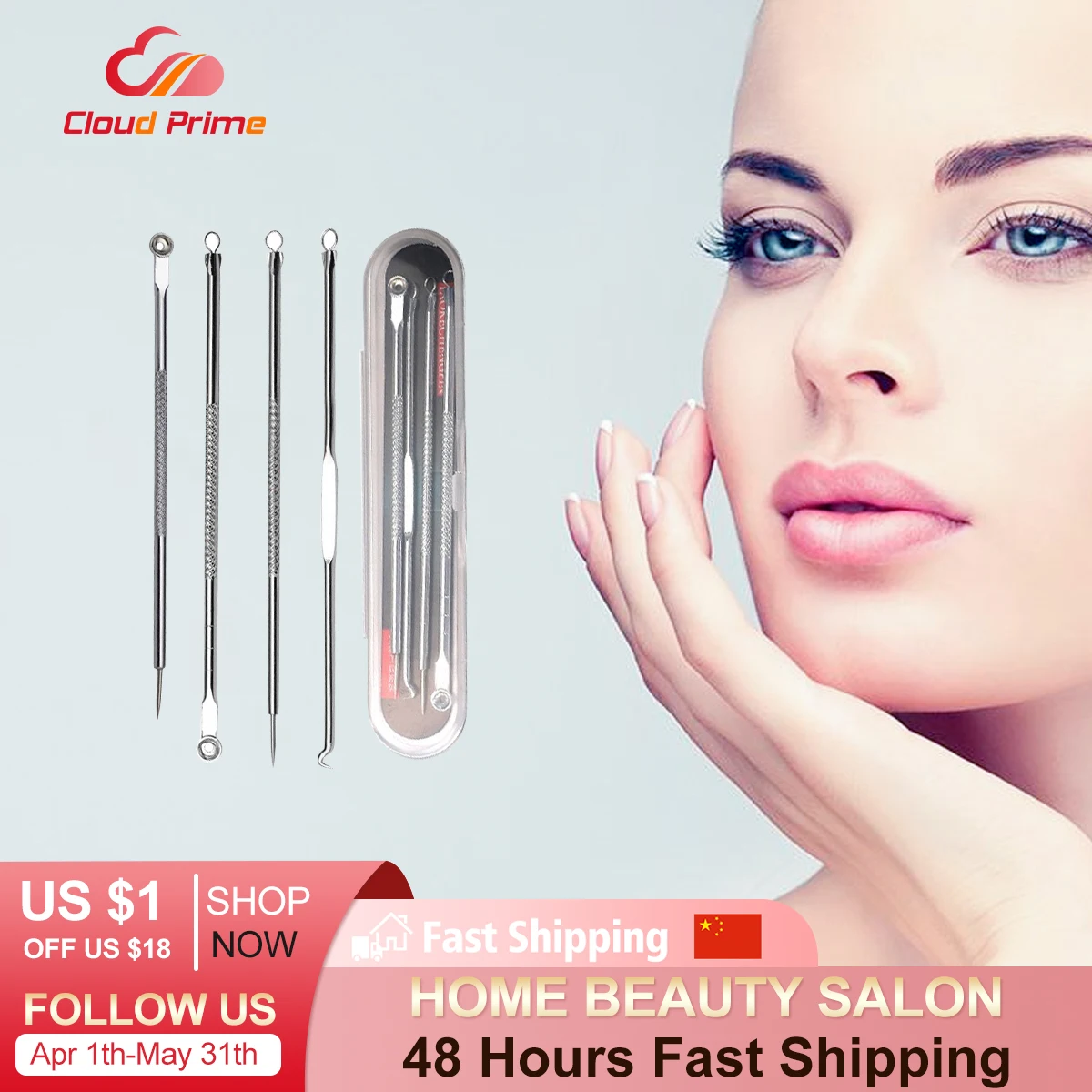 4 unids/set Dual jefes aguja de cabeza negra del acné mancha apretar Extractor para espinillas removedor de un limpiador de belleza herramienta de cuidado de la piel Kit
