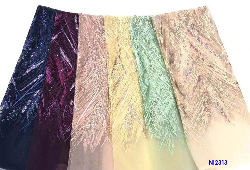 Lace Dresses New Sequin Fabric, African Wedding Materials Party Tulle Lace, Nigeria Embroidery Lace Ni2313