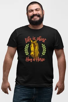 

Angemiel Wear Life is Shot Huge a Horse Black Men 'S Cotton Big Size T-Shirt
