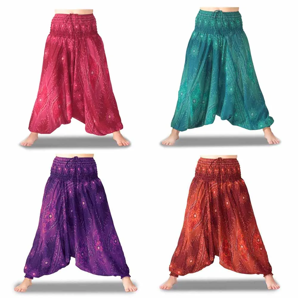 Pantalones Afganos Rayón Harem Cagados Estilo Boho Bohemio Verano Pantalones Holgados Transpirables Estampados Colores - AliExpress Ropa de mujer