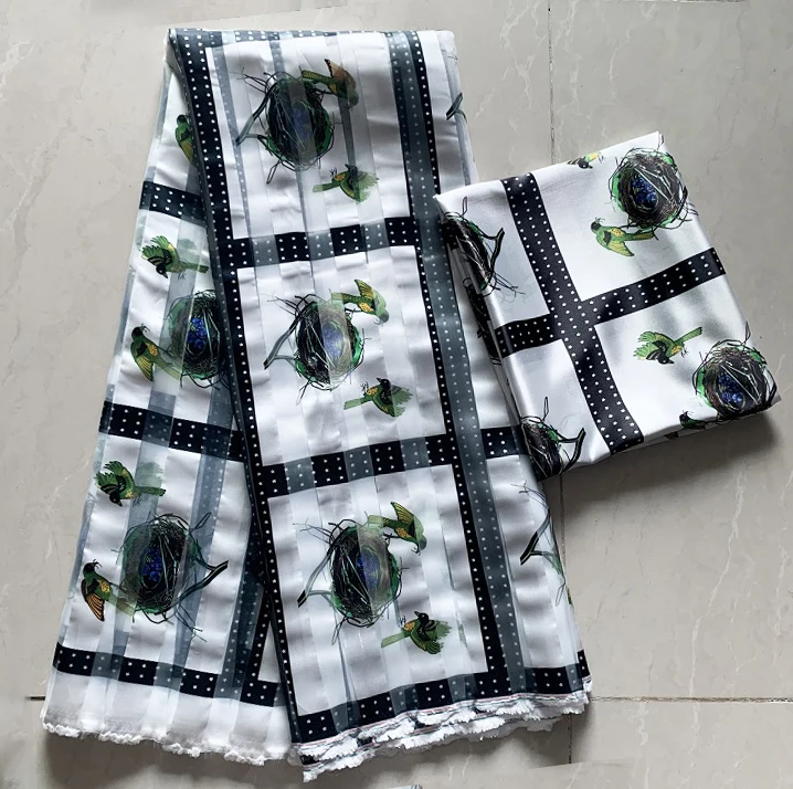 QO19029 DHL-популярный дизайн Ghana Negeria хорошая печатная лента органза подходящая атласная ткань 4+ 2 ярдов для платьев