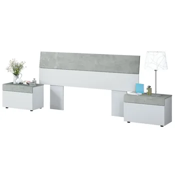 

Head and bedside tables, White Artik and Gray Cement, Measures: 176x96,5 cm Height