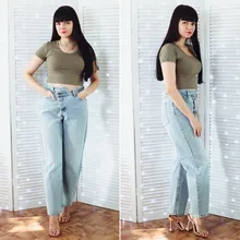 Irregular-Jeans Denim Pants Vintage Streetwear Syiwidii High-Waist Women Fashion-Spring