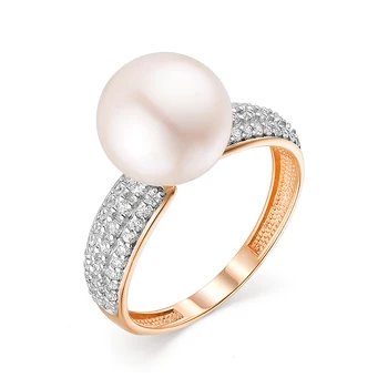 

Gold ring with cubic zirconia and pearls sunlight sample 585