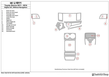 

Interior lining for Toyota Sienna 2011-UP. Set L1811.