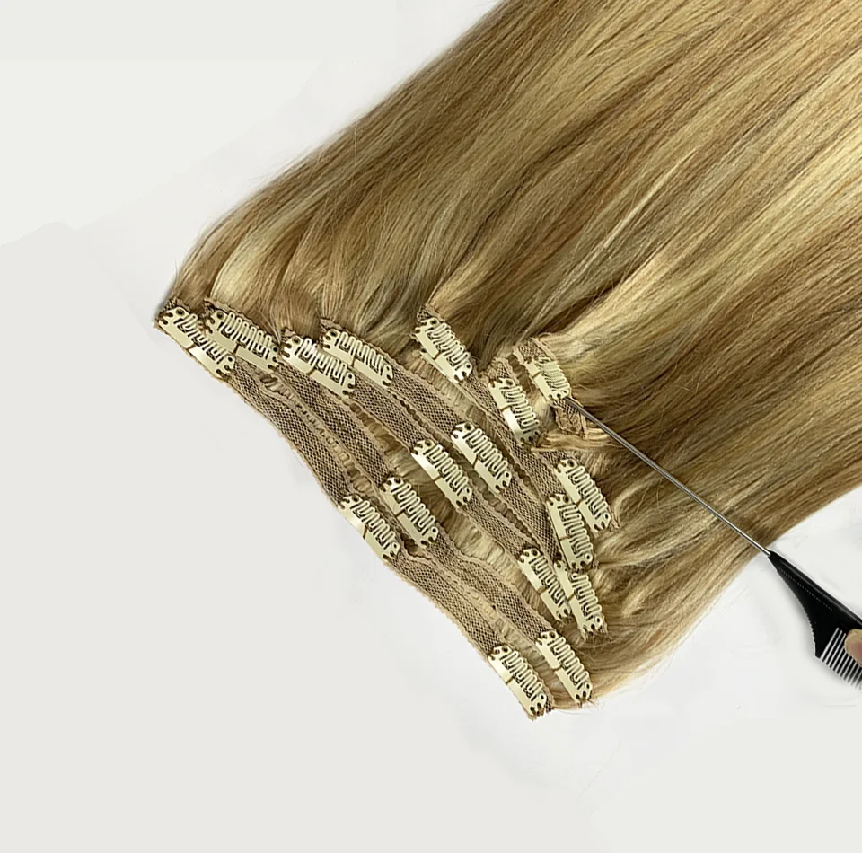 P8/613 Blonde straight Clip In Human Hair Extensions 100g/set straight Clip In Full Head Brazilian Hair Extension for Women