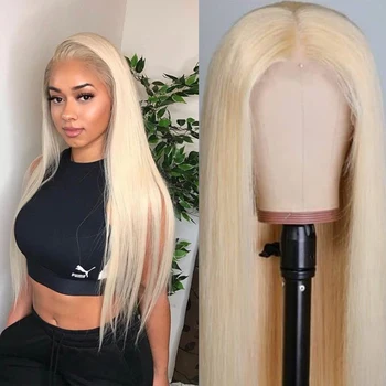 

613 Honey Blonde Lace Front Wigs 13x4 Bob Wig Remy Brazilian Straight HD Transparent Lace Front Human Hair Wig 613 Wig for Women