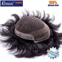 New OCT-Customized Men Toupee  Lace & PU Base Toupee Wig For Men 130% Density Man Wigs Male Human Hair Prosthesis 6