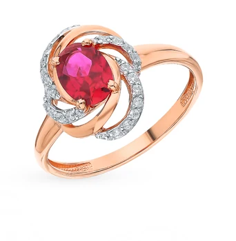 

Gold ring with rubies and cubic zirconia sunlight sample 585 test