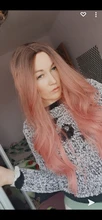 Wigs Hair-Wig Synthetic-Hair Middle-Part Wavy Pink Natural Long Ombre Women Heat-Resistant