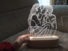 Night-Light Wooden-Base Text-Photo Christmas-Gift Customized Wedding DIY Holiday 