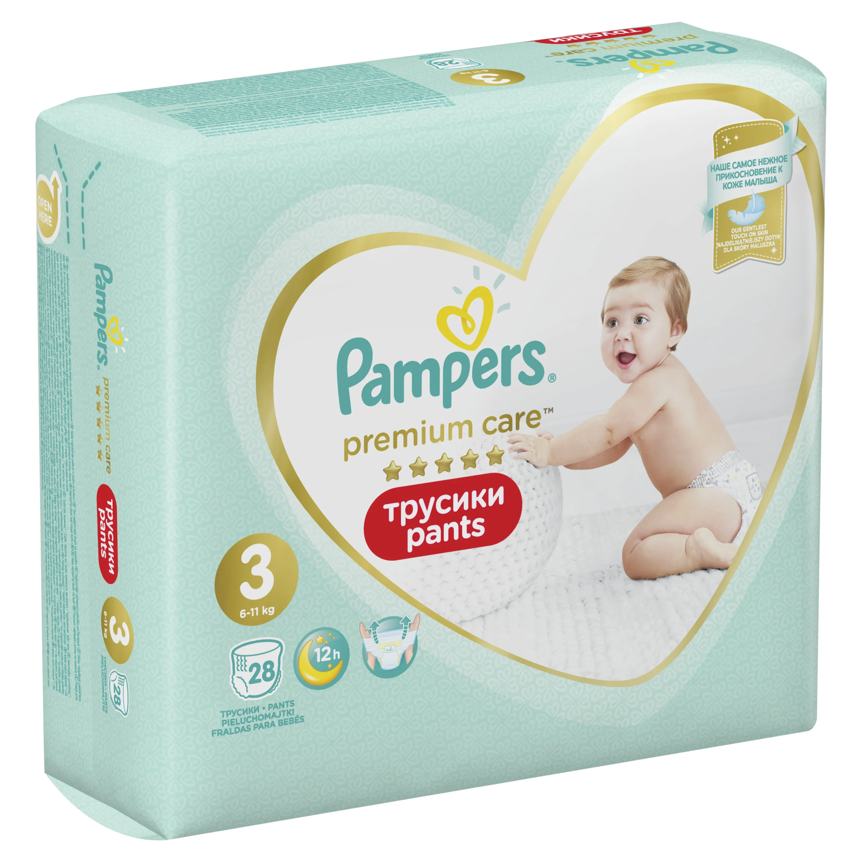 Подгузники-трусики Pampers Premium Care 6-11 кг, размер 3, 28шт