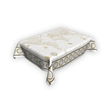 

Tablecloth waterproof "world map in the Marine style" white with gold, 220*145 cm