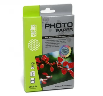 

Photo paper cactus cs-ga620050 glossy. 10x15. 200g/m2. 50 sheets