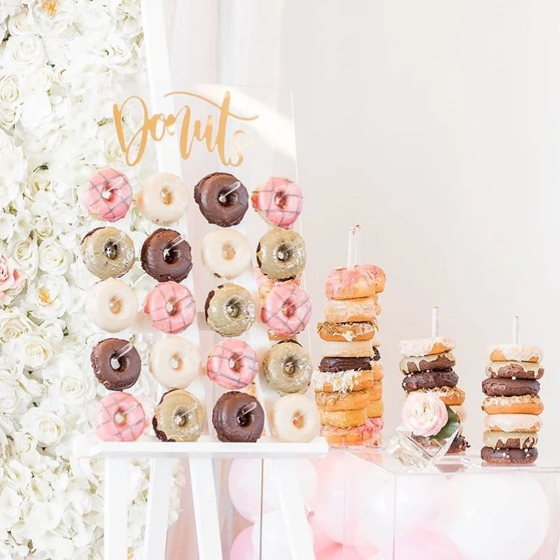 fête de classe Présentoir à donuts en acrylique transparent avec 9 piliers pour mariage anniversaire d'enfant anniversaire 