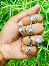 Tocona 9 unids/set Bohemia hoja corazón gota de agua de piedra lunar anillo joyería estilo bohemio Vintage Woemn anillo bisutería boda 9485