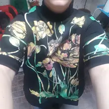 Women Hoodies Sweatshirts Floral DIMANAF Pullover Tops Turtleneck Print Black Plus-Size