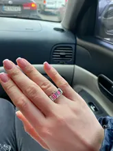 Anillos blancos de cristal de arcoíris bohemios para mujer, Baguette brillante de moda, Circonia cúbica, anillo de piedra, joyería para fiesta y boda