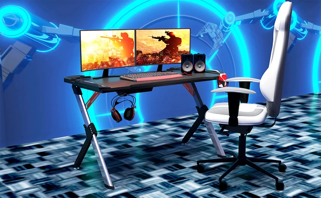 Table de rangement pour ordinateur gamer, bureau de jeu, coin optimiste,  table de travail, étagère, meubles de bureau à domicile - AliExpress