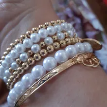 Tocona 6 unids/set de oro de moda cuentas de colores estrella perla multicapa con cuentas pulseras para las mujeres encanto regalo de joyas de fiesta 5483