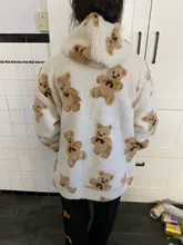 Kawaii Hoodies Coat-Harajuku Teddy Korea Sweatshirt Oversized Zipper Womens Loose