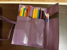 Nuevo estilo de cuero de la PU monedero bolsa de maquillaje Pem lápiz caso cosmético bolso Retro