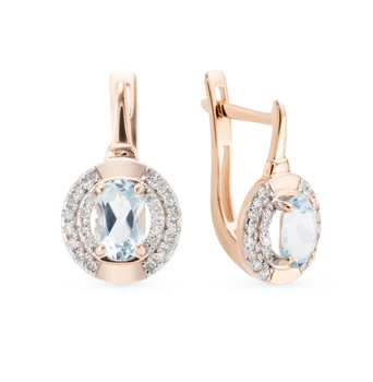 

Gold earrings with Topaz and diamonds sunlight sample 585 test