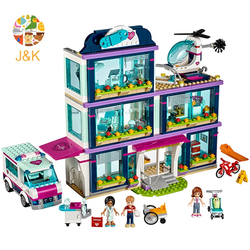 

41318 887pcs Friends Series The Heartlake Hospital Model Building Block Brick Toys For Children Gift Compatible 10761