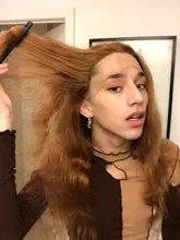 Rubia resaltar frente de encaje pelucas de cabello humano de la onda del cuerpo transparente pelucas delanteras de encaje peruano naranja jengibre malla con división pelucas Remy 180