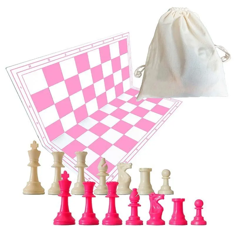 Tanie Opakowanie szachownica i sztuk różowy/biały z torba z wełny