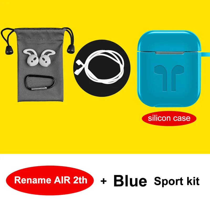 Модернизированный Супер Воздушный 2th TWS изменения система позиционирования Шум снижение Беспроводной наушники Bluetooth ко I100 i200 i9000 TWS - Цвет: Blue Case Kits