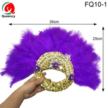 FQ01 различные дизайн африканские мягкие перо Sequince ручной вентилятор и золотая ручка танцы вентиляторы для вечерние и свадебные