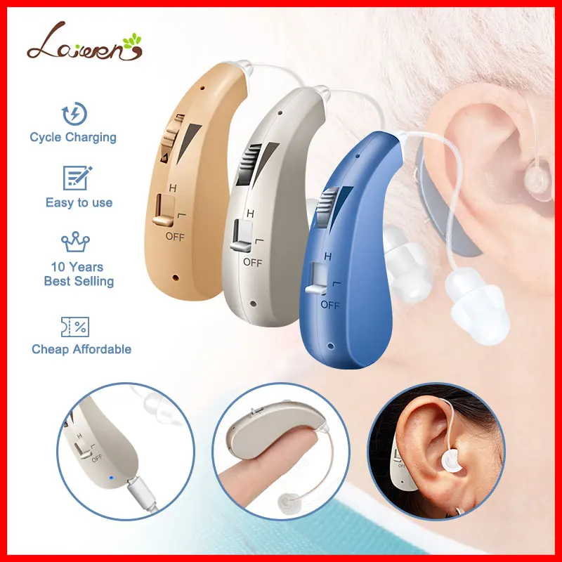 Rechargeable Hearing Aid BTE Hearing Aids Adjustable Tone Sound Amplifier Portable Deaf Elderly audifonos Help Hearing Loss Aids 2