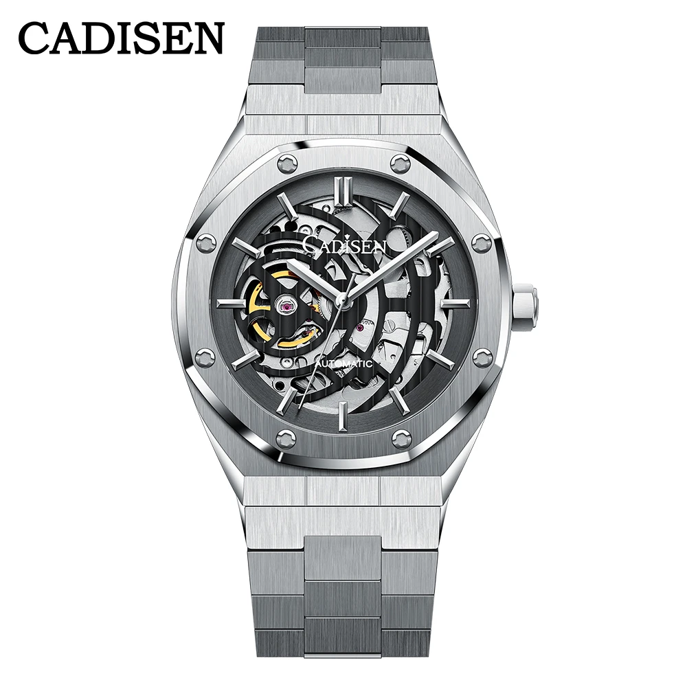 luxury skeleton watch CADISEN watch men's mechanical watch hollow Japanese movement business waterproof men's mechanical watch diver automatic watch
