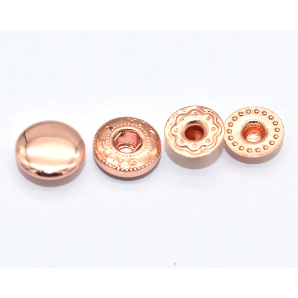 Rose gold Fashion Spring Metal Snaps Buttons Spring Snap Fasteners Leatherworking Metal Snap Tool Leather Snaps Leather Fastener 4