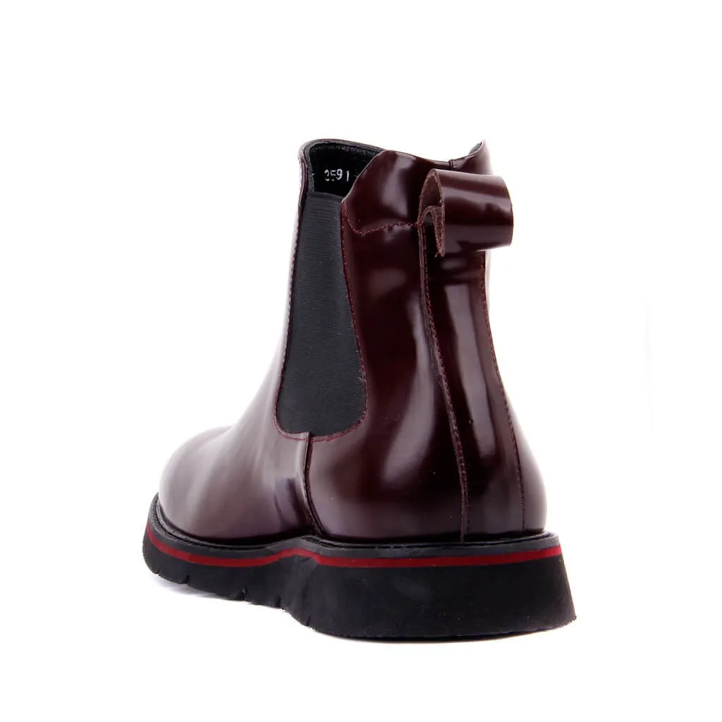 Sail-Lakers On Burgundy Leather Men Chelsea Boots