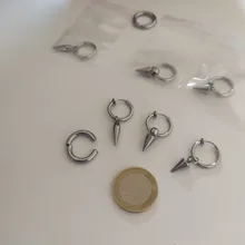 Pendiente de acero inoxidable para hombre y mujer, 1 pieza, indoloro, redondo, sin perforación, falso, Popular, joyería