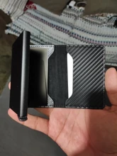 Tarjetero de cuero PU para hombre y mujer, tarjetero de Metal RFID Vintage de aluminio, Note Carbon, novedad de 2021