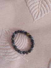 Pulsera de piedra Natural con Triple protección, brazalete de hematita y obsidiana negra, Ojo de Tigre