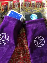 Bolsa de almacenamiento de Tarot, pentagrama de terciopelo, juego de mesa, bordado de tarjetas, bolsa con cordones, suministros de brujería para caja de Tarot, 1 Uds.