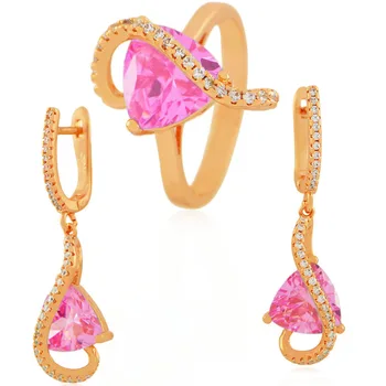 

Jewelry sets qsy plated and cubic zirconia set rose cubic zirconia earrings and ring with insert