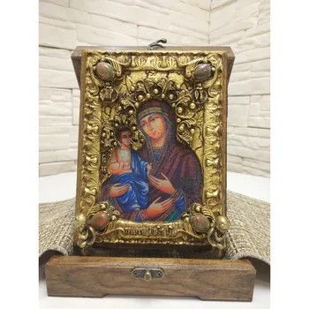 

Author's icon of the Holy Virgin "троеручица" with needles size 15-20 cm