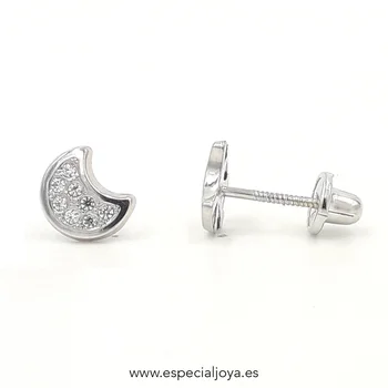 

White gold earrings and pave zircons in white gold with lock nut First Law's pression/screw thread.