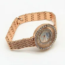 Marca de lujo de moda europea y americana de diamantes de oro de alta calidad de banda de acero inoxidable casual reloj de cuarzo