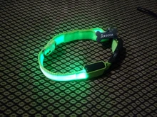 Collar LED de nailon para mascotas, fluorescente y luminoso, suministros para mascotas, correa de seguridad nocturna intermitente de seguridad que brilla en la oscuridad
