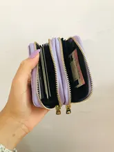 Tarjetero de negocios para mujer/hombre rojo/Negro/azul ID/tarjetero Cartera de cuero PU con doble cremallera