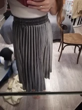 Falda plisada de terciopelo para mujer falda larga clásico informal de cintura alta color gris y coreano para fiesta y escuela 2020