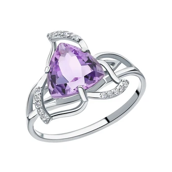 

Silver ring with amethyst and cubic zirconia sunlight sample 925