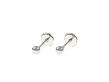 

White gold earrings 750 Sterling thousand. Sleeper 4 mm ball